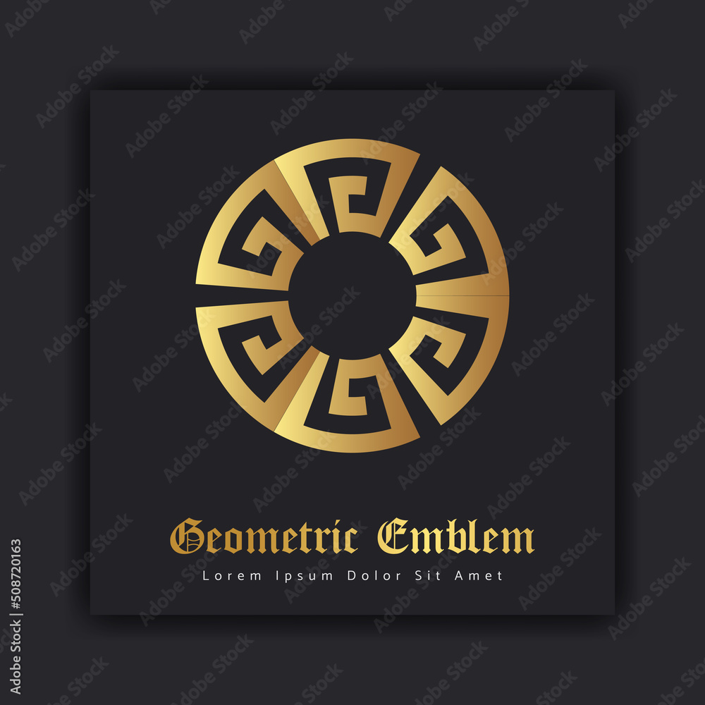 Luxury gold ornament emblem design stylish line art decorative logo. Hotel Label Template Luxury gold ornament emblem design stylish line art decorative logo. Hotel Label Template