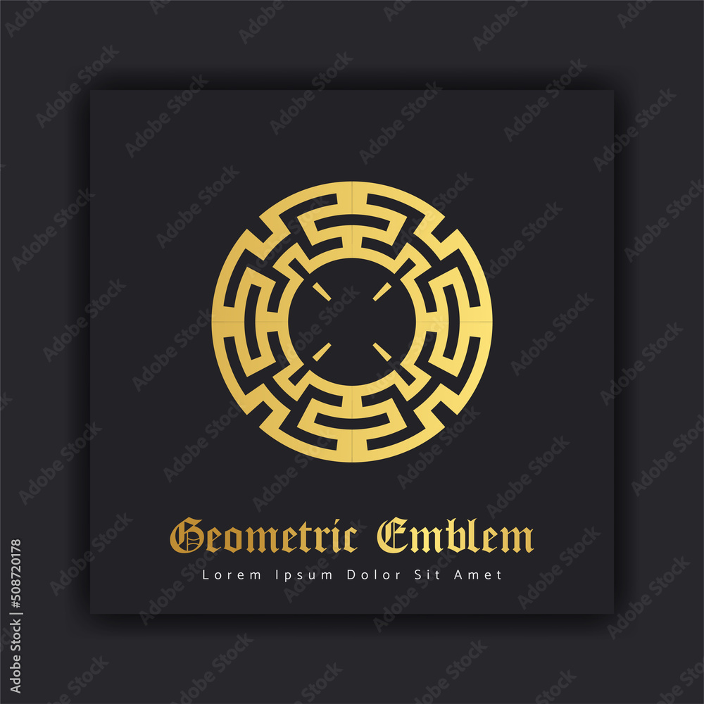 Luxury gold ornament emblem design stylish line art decorative logo. Hotel Label Template