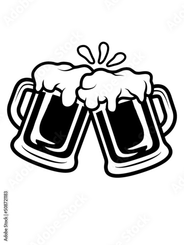 Anstoßen Bier Krüge trinken 