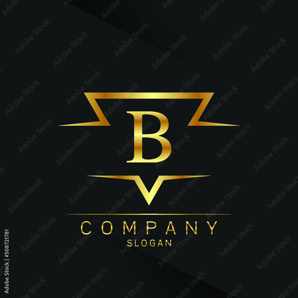 B letter logo Gold 3D B letter logo Gold 3D