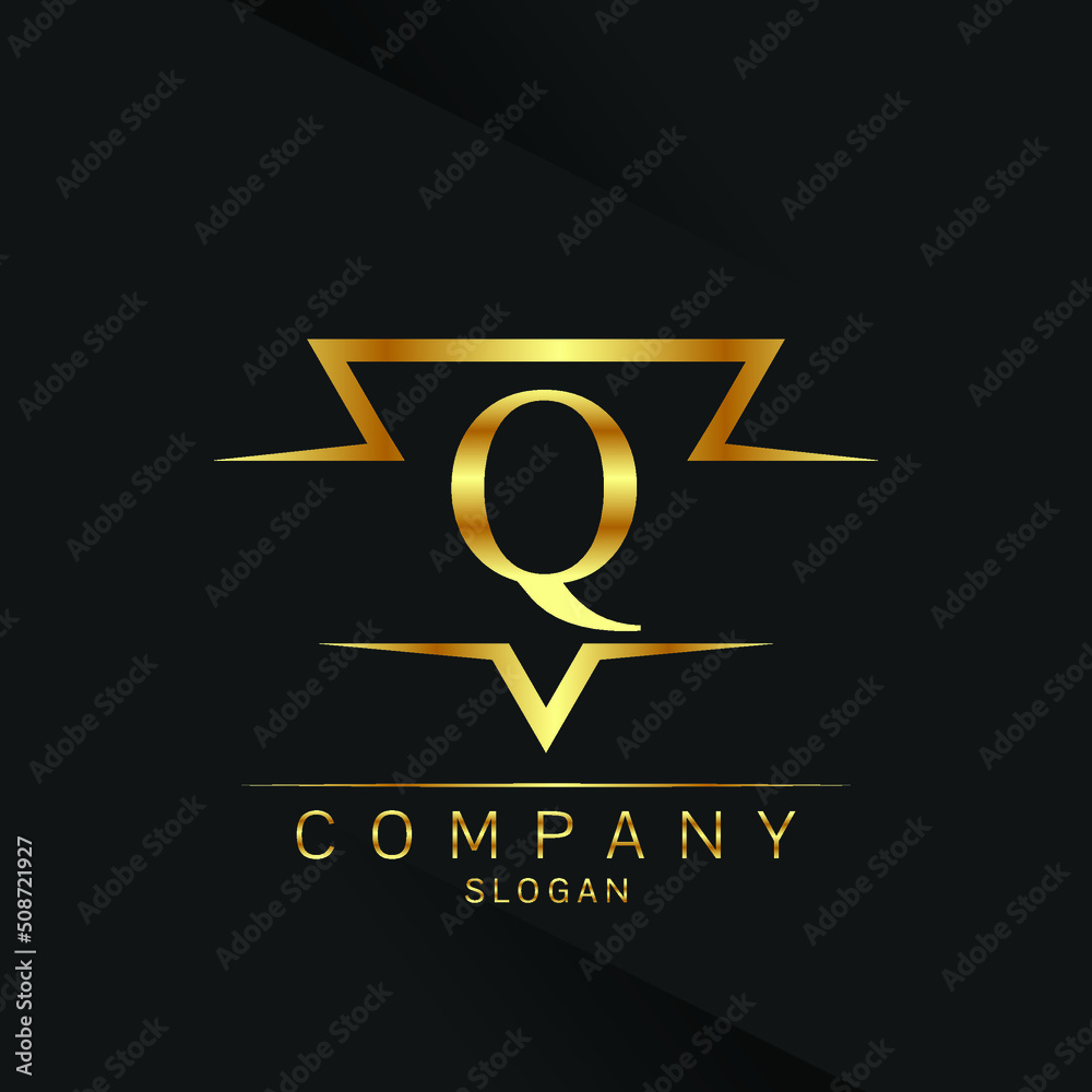 Q letter logo Gold 3D
