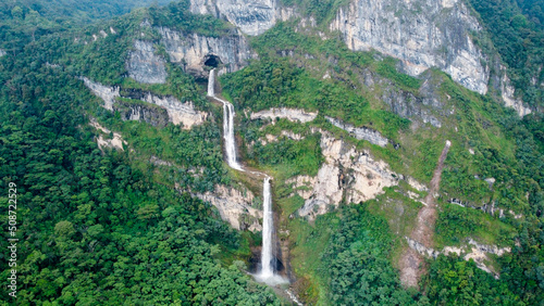 beautiful waterfall located in the department of santander in colombia called 