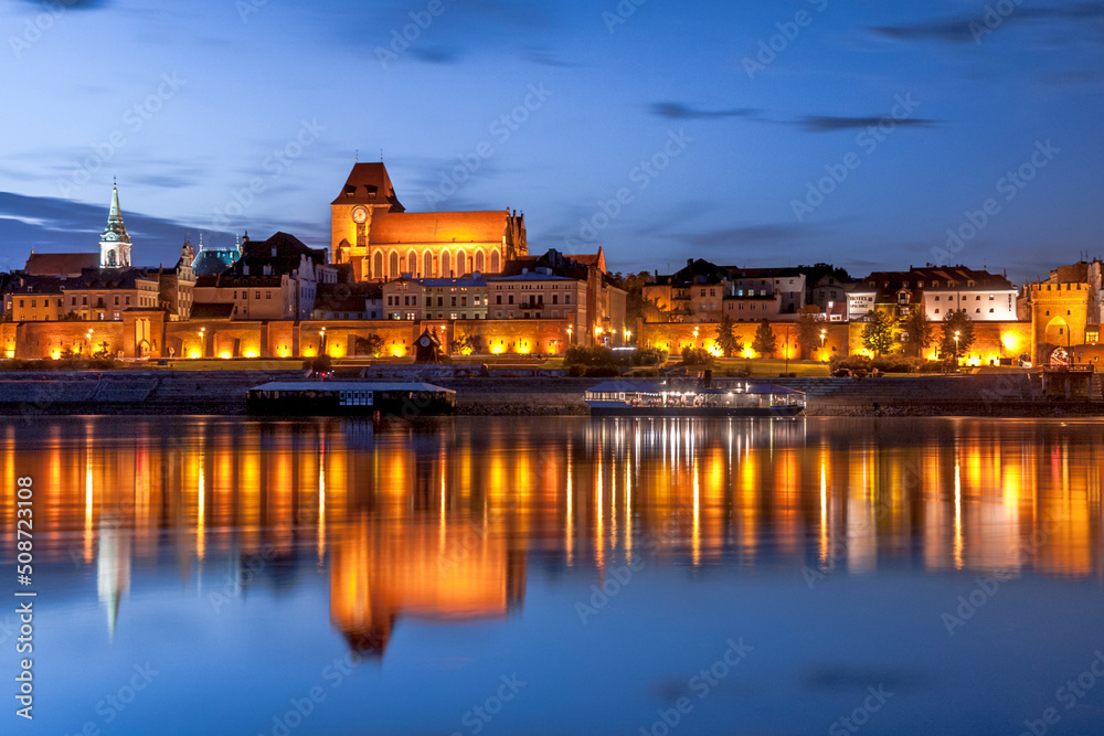 Night view of the old town country Torun in Poland