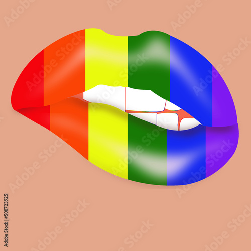 Labios, Labios pride, pride, labios mordidos, mordida, labios gruesos, labios multicolor, arcoíris. bandera pride