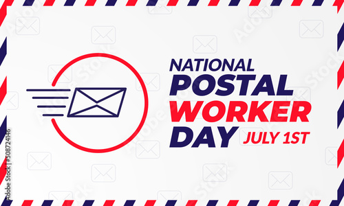 National Postal Worker Day July 1st illustration with on mail envelope background