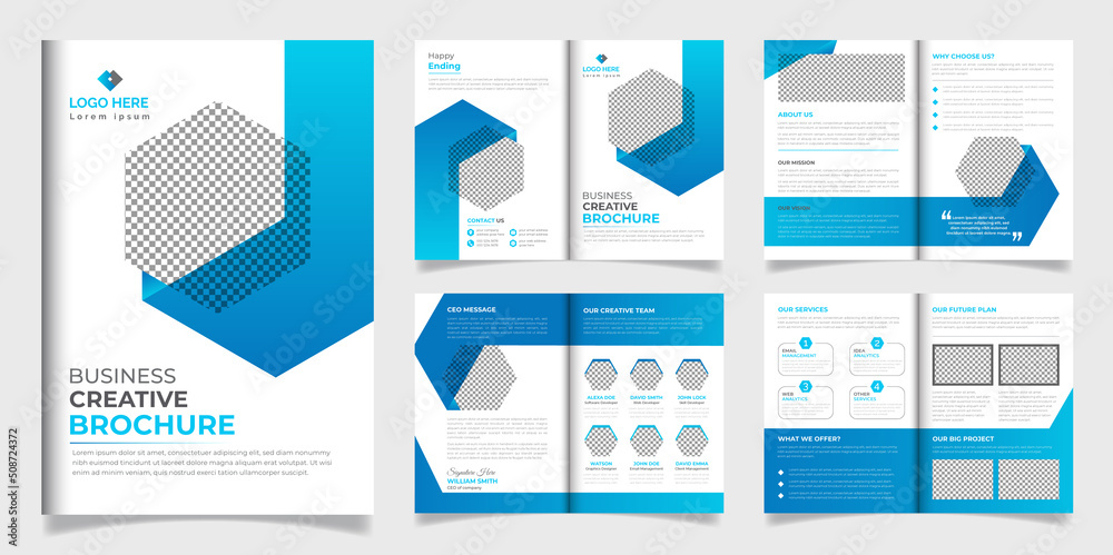 Professional and Creative Corporate Business Brochure Minimalist 8 pages brochure Design Print Template