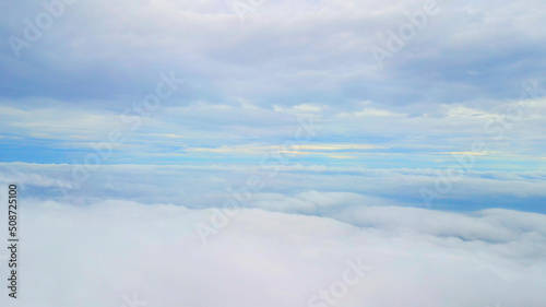 Mountain landscape in the fog.Beautiful sunlight and fog