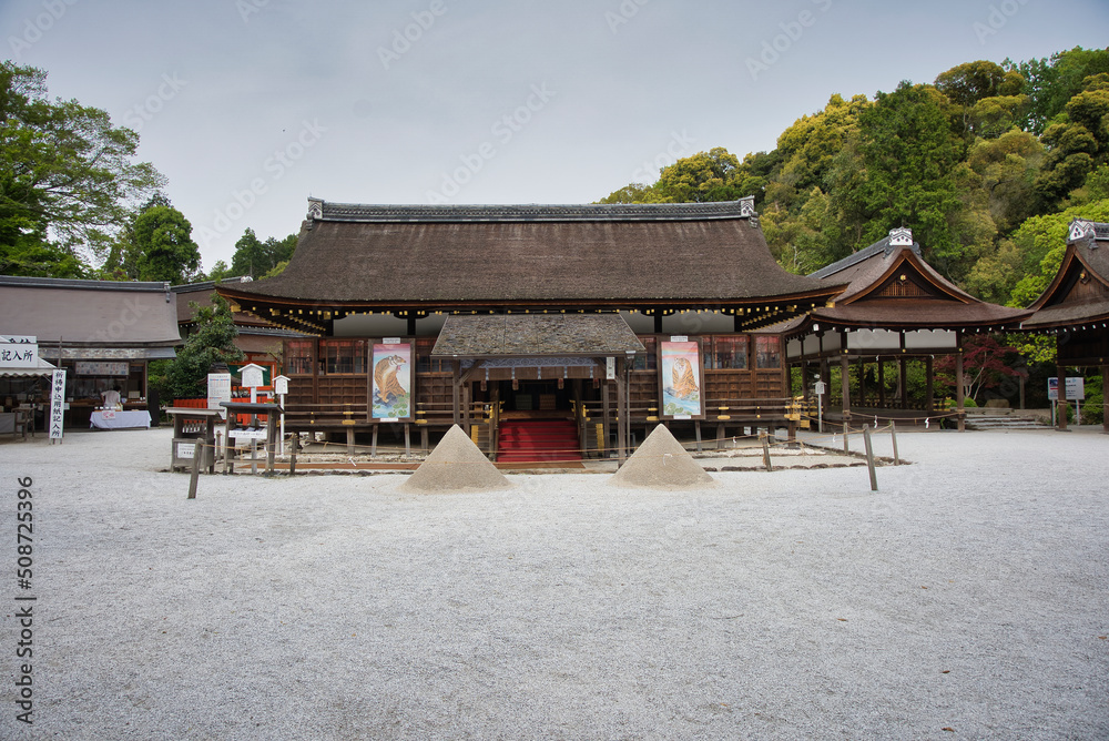 A worship hall of Kamigamo-jinja shrine.   Kyoto Japan

