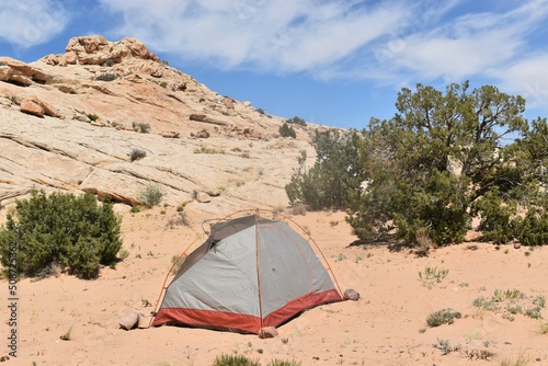 Tent camping in the desert