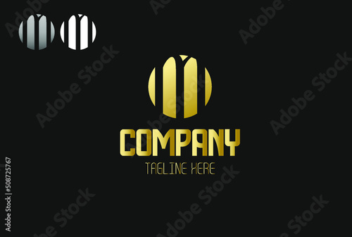 gold stylish logo design with letter m