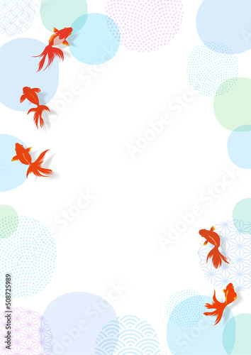 Print op canvas 水彩 夏の金魚の背景、フレーム