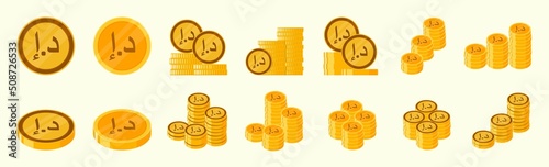 United Arab Emirates Dirham Coin Icon Set