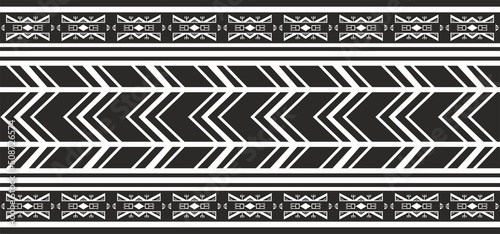 Native American vector monochrome seamless pattern. Endless black aztec, maya, inca ornament. Drawing for sandblasting and plotter and laser cutting.