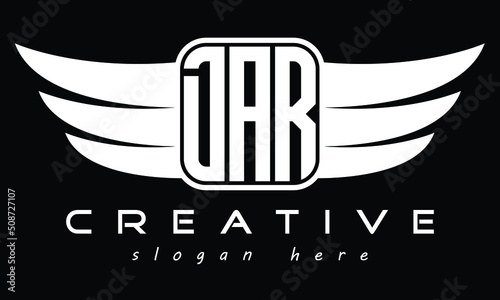 DAR three Letter Wings Flying Initial wing symbol minimalist creative concept flag icon professional logo design Vector template