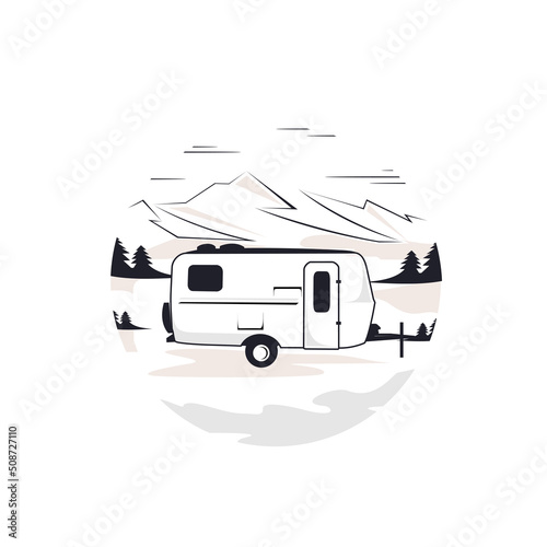vector logo design mountain trailer