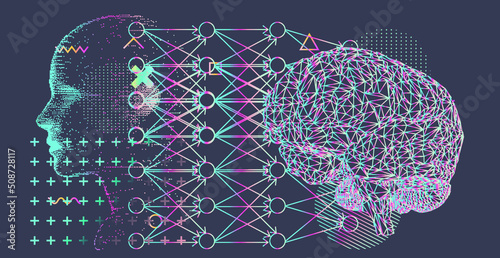 3D low-poly model of a human brain. Concept of the neural network and AI.