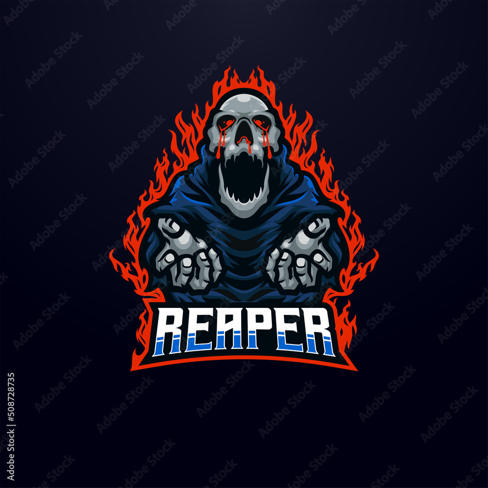 Reaper masscot logo illustration premium vector