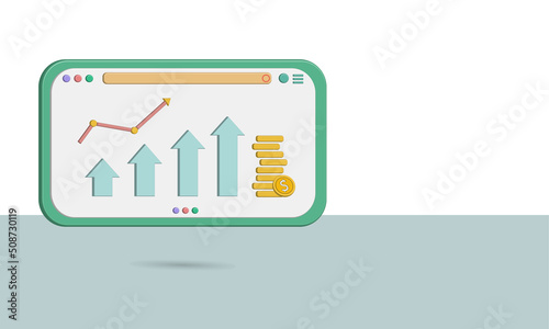 3D business chart icon about inflation and economic theme, best for your property images presentation