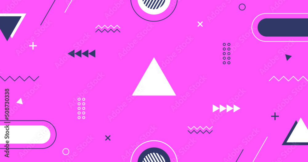 Pink Abstract Background with Memphis Symbol and Geometric Shape, Modern style poster banner and websites background landing pages, Geometric wallpaper background.