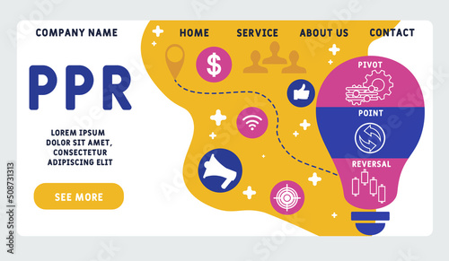 PPR - Pivot Point Reversal acronym. business concept background. vector illustration concept with keywords and icons. lettering illustration with icons for web banner, flyer, landing pag