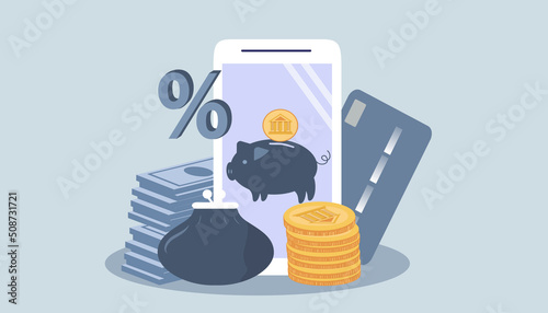 vector illustration in a flat style on the theme of banking application