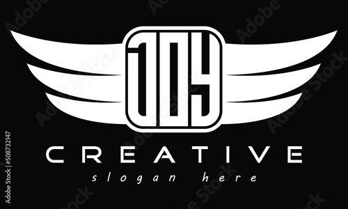 DOY three Letter wing symbol minimalist modern font creative concept icon professional logo design, Vector template