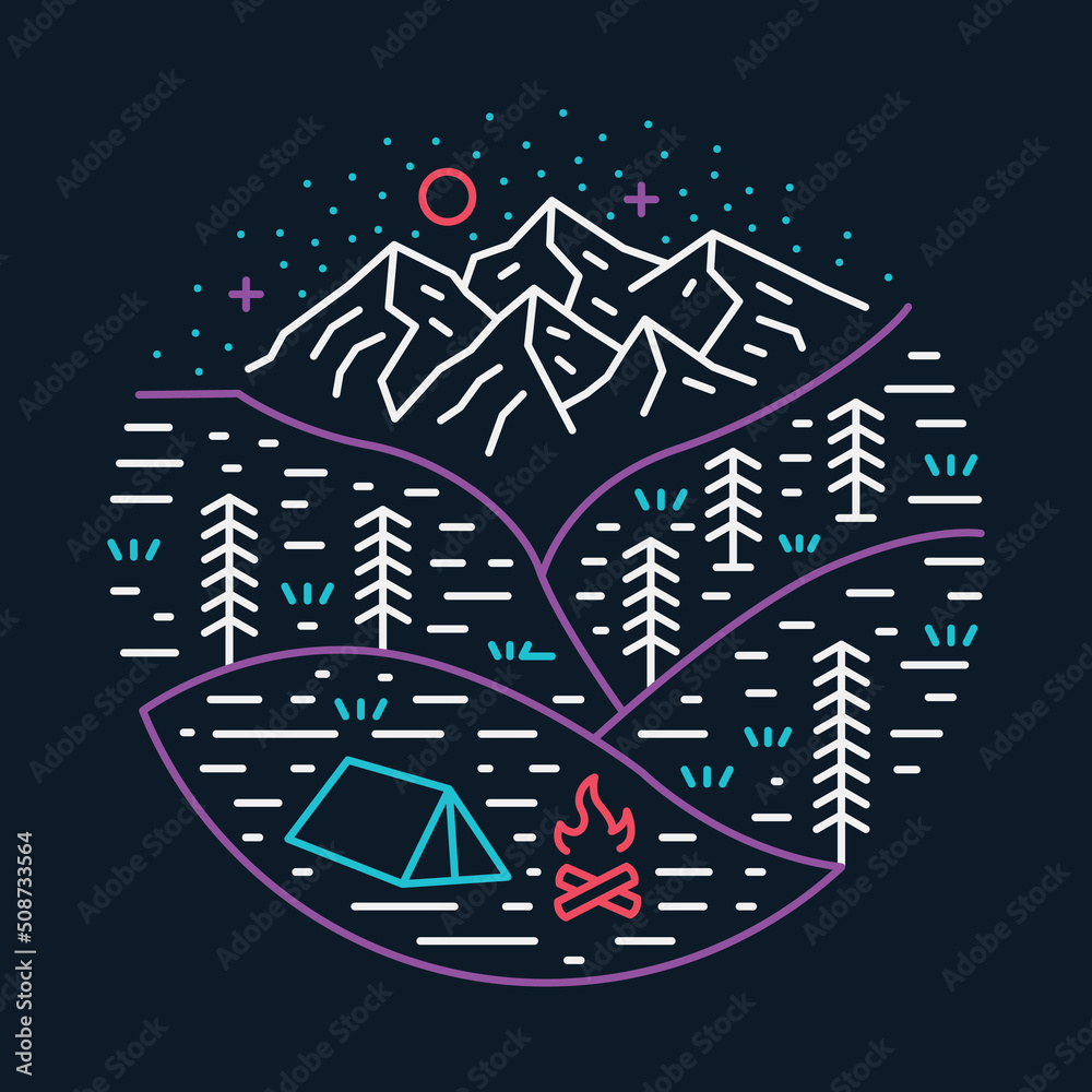 Camping in the natural forest graphic illustration vector art t-shirt design Camping in the natural forest graphic illustration vector art t-shirt design