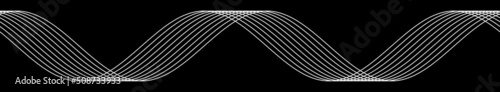Seamless sine lines on black background. Illustration.