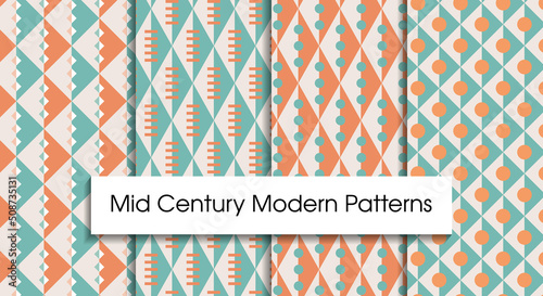 Mid century modern seamless patterns for tablecloth, oilcloth, bedclothes or other textile design