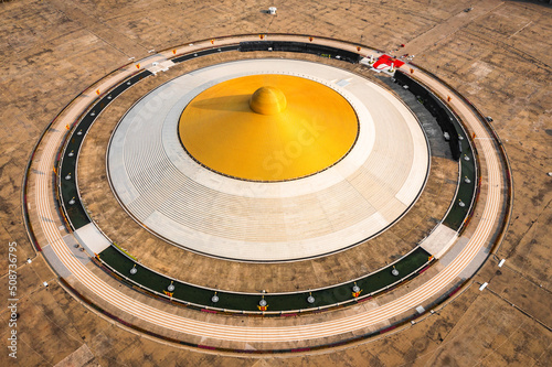 Aerial view of Wat Phra Dhammakaya temple in Pathum Thani Province north of Bangkok, Thailand. photo