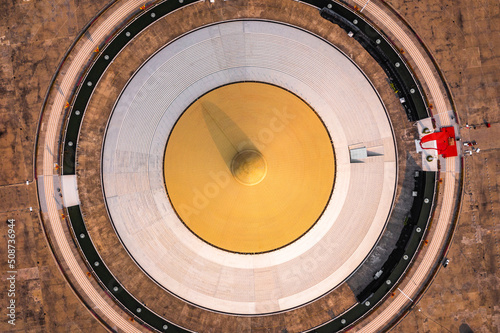 Aerial view of Wat Phra Dhammakaya temple in Pathum Thani Province north of Bangkok, Thailand. photo