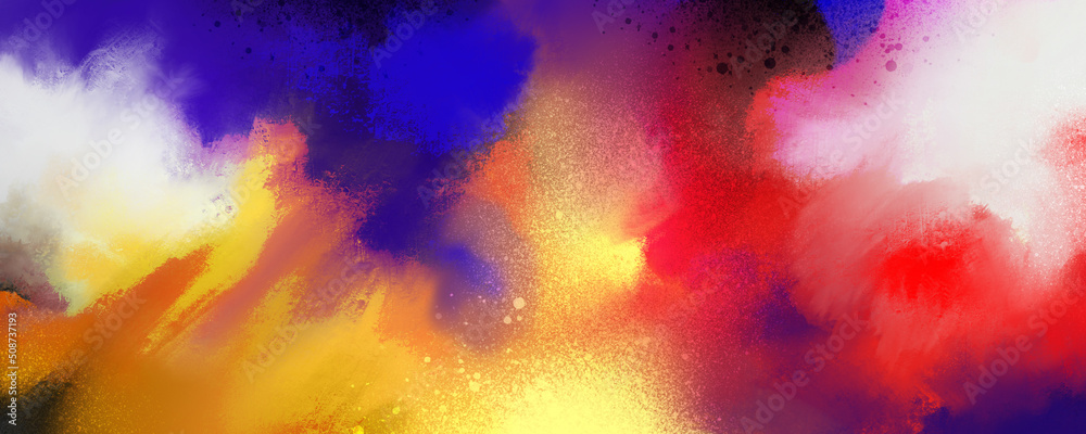 Abstract painting mixes many colors and textures for backgrounds and