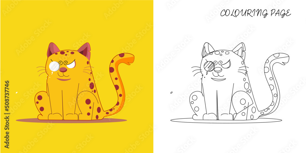 Coloring Page Outline Of cartoon cat. Coloring book for kids Stock