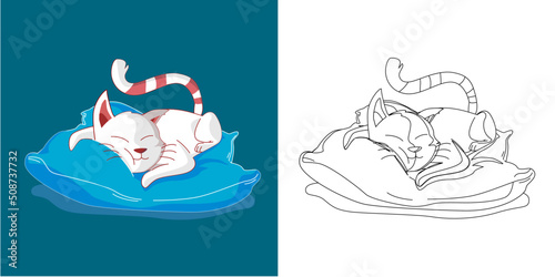 Coloring Page Outline Of cartoon cat. Coloring book for kids