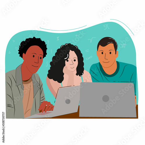 a group of students enthusiastically and beneficially takes part in an online class