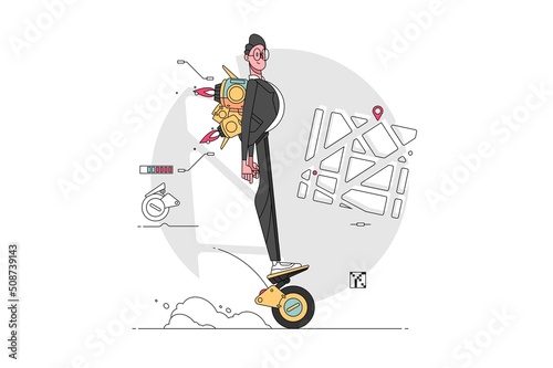 Dude riding on modern hoverboard