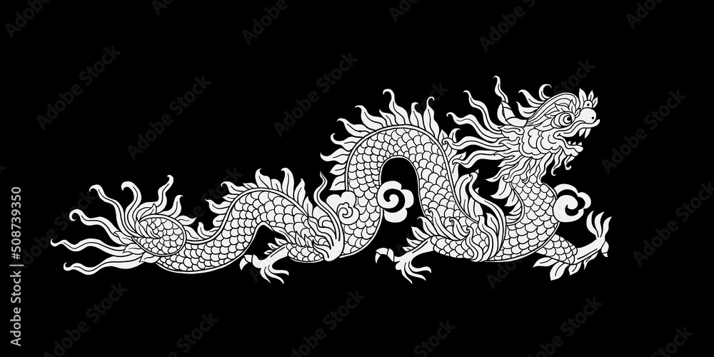 Chinese new year symbol. Ornate art dragon for your design