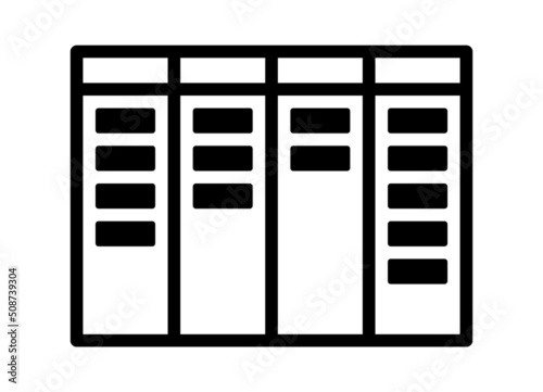 Agile kanban product board line art vector icon for product apps and websites