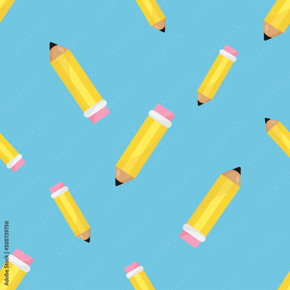 Seamless Pattern with pencil. Vector illustration. For greeting card, posters, banners, the card, printing on the pack, printing on clothes, fabric, wallpaper. Seamless Pattern with pencil. Vector illustration. For greeting card, posters, banners, the card, printing on the pack, printing on clothes, fabric, wallpaper.