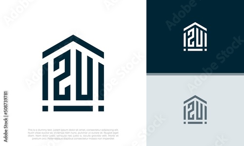 Simple Initials ZU logo design. Initial Letter Logo. Shield logo.
