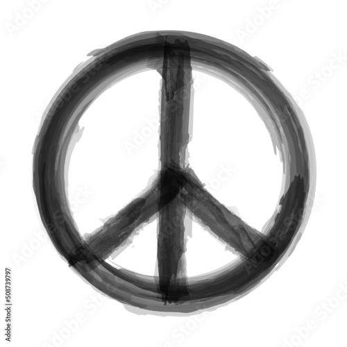 The Campaign for Nuclear Disarmament ( CND ) Symbol . Realistic watercolor painting design . Black color grunge style . Vector .