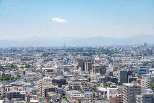 練馬区役所から見た石神井公園、田無、秩父方面の風景