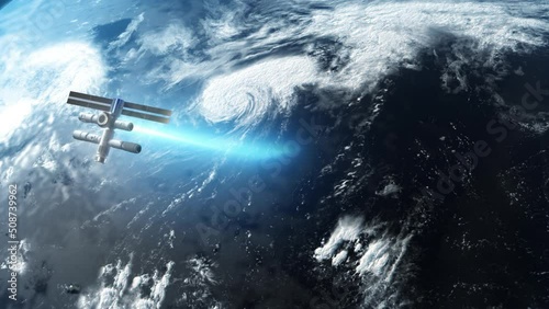 Wallpaper Mural global climate change view from space . simulating air currents. a satellite orbiting the earth is scanning the surface Torontodigital.ca