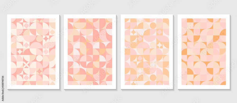 Set of subtle colored abstract geometric seamless pattern poster banner background