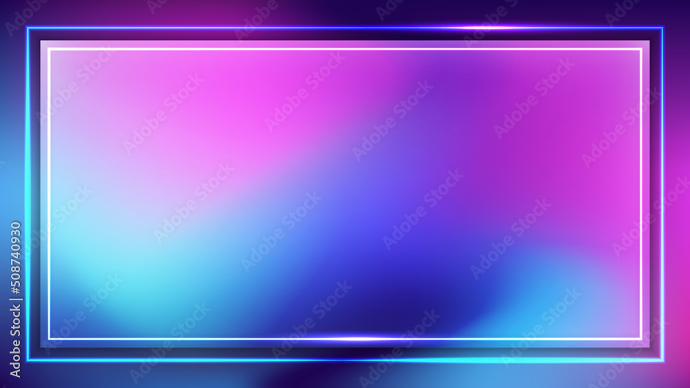 Abstract blurred vibrant color background with neon lighting frame Abstract blurred vibrant color background with neon lighting frame
