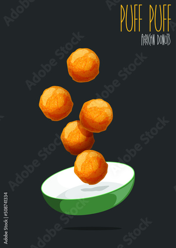 Puff Puff, African donuts. Vector illustration