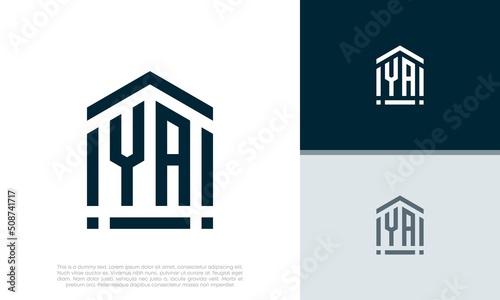 Simple Initials YA logo design. Initial Letter Logo. Shield logo.