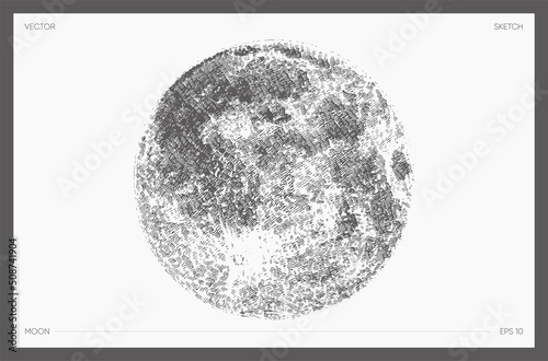 Sketch of moon phase. Hand drawn illustration