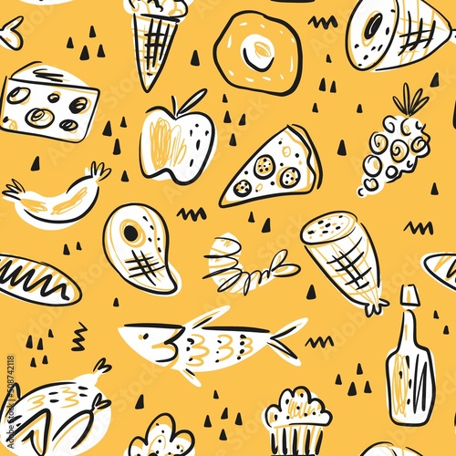 Vector pattern with food in Scandinavian style
