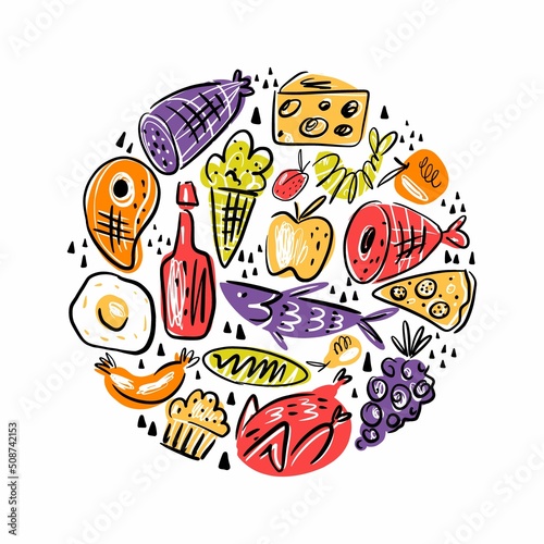 Vector pattern with food in Scandinavian style